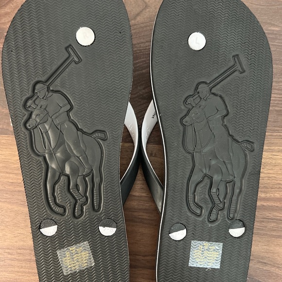 Polo Ralph Lauren Black/White Men's Bolt Flip Flops - Picture 8 of 13